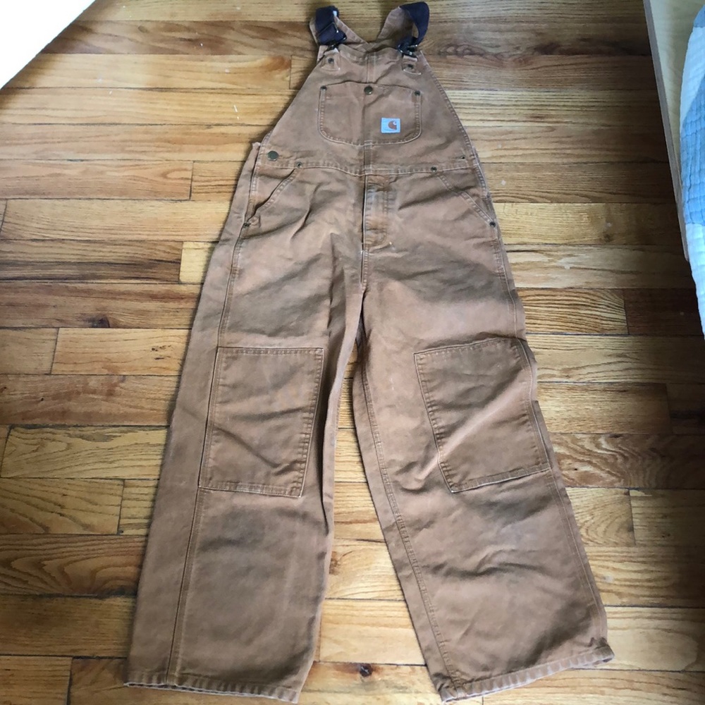 youth carhartt canvas duck bib overalls S XS